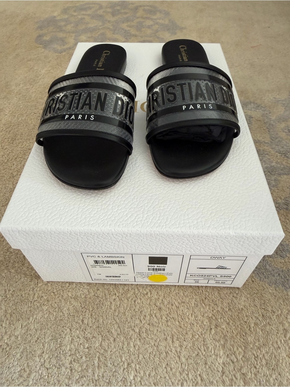 100% Authentic Dior Black Women's Slide Sandals with Logo Strap